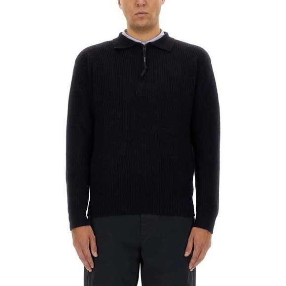 Aspesi Textured Ribbed Black Wool Jersey - NWT